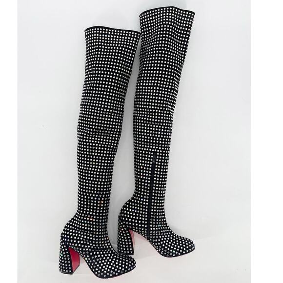 Christian Louboutin Jane Botta Alta Strass Boom Over the Knee Crystal Boot EU 37 - Picture 4 of 13